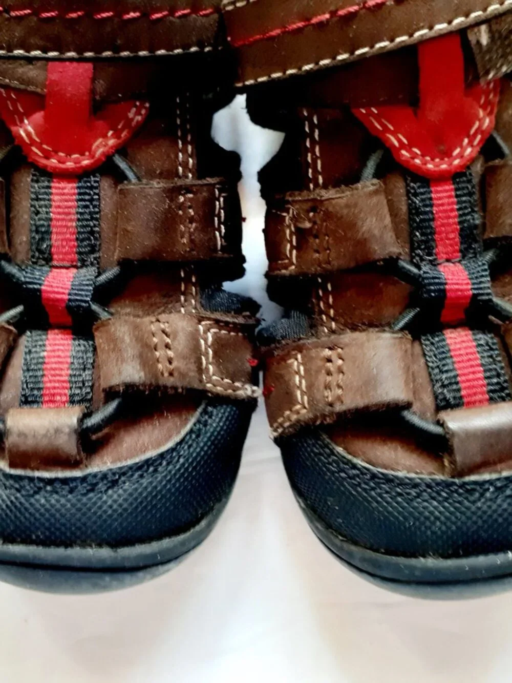 Jumping Jacks Boys Sandals Leather Brown Closed Toe Fisherman 7